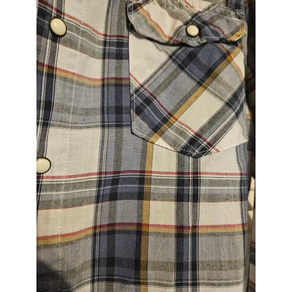 Wrangler Jeans Co. Red Long Sleeve Snap Button Plaid Shirt - Picture 6 of 6